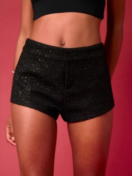 Nwt Hot & Delicious Black Rhinestone High Waist Shorts | Size S